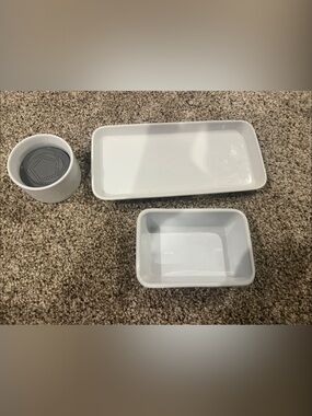 Minimalist White Ceramic Kitchen Trays and Cup Set